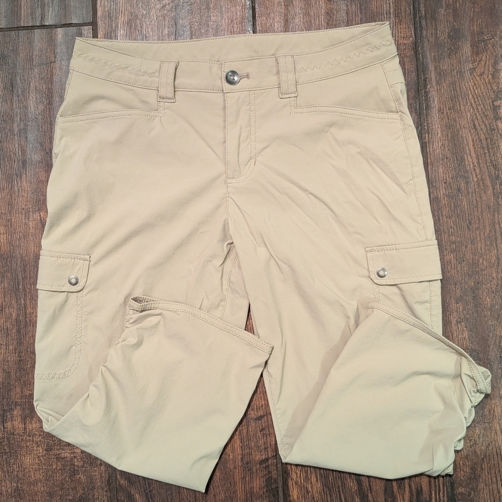 Eddie Bauer Beige Ruched Leg Outdoor Hiking Capri Cargo Pants - Women's 6